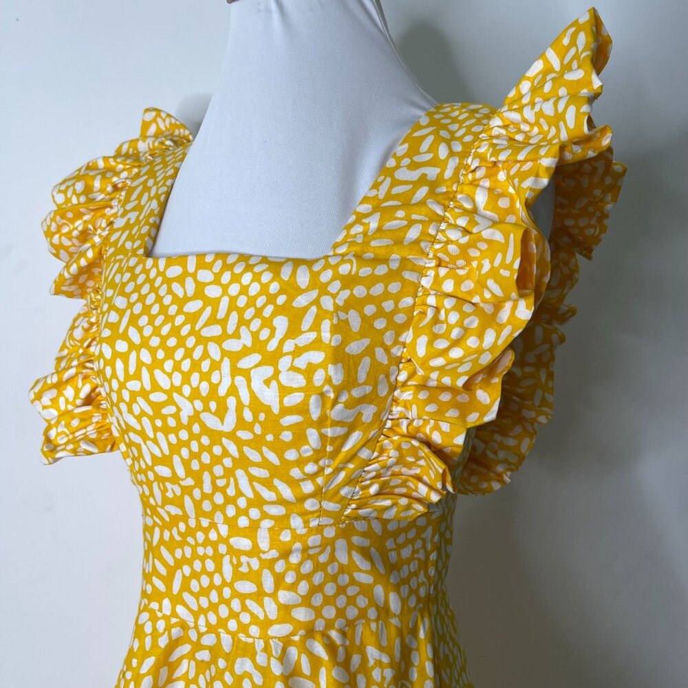 SIKA by Anthropologie Women's Yellow Marigold Ruffled Maxi Dress Size 4P - Picture 9 of 16